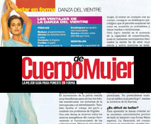 Reportaje en la revista Cuerpo, especializada en salud y bienestar de la mujer, sobre la danza del vientre tomando como referencia El Karnak